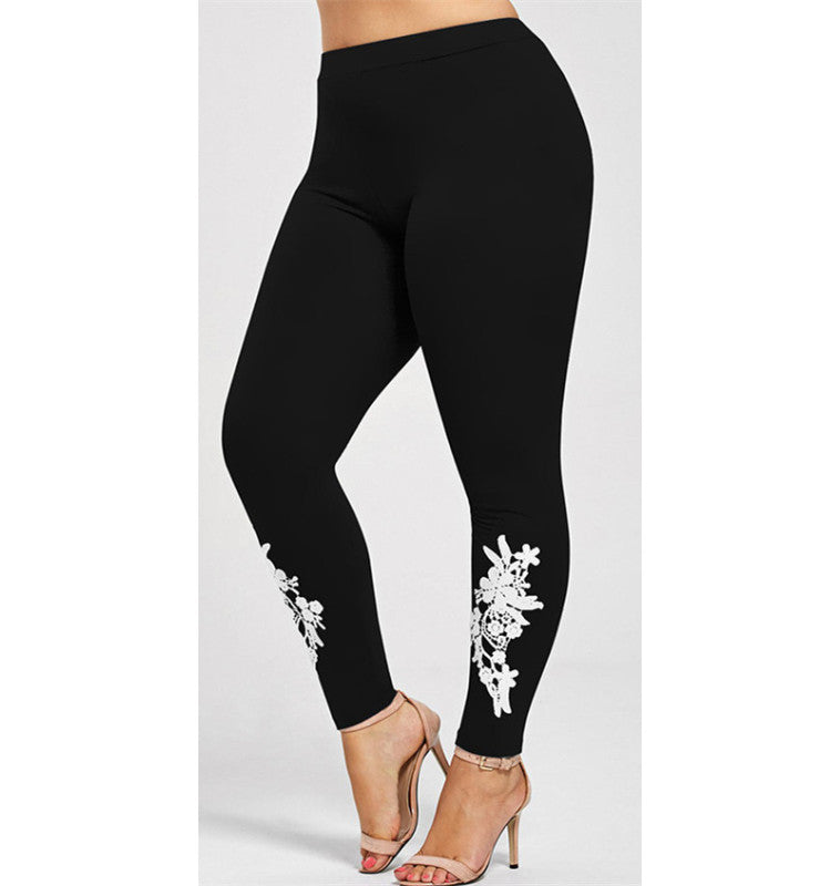 Lace Trim plus size Leggings