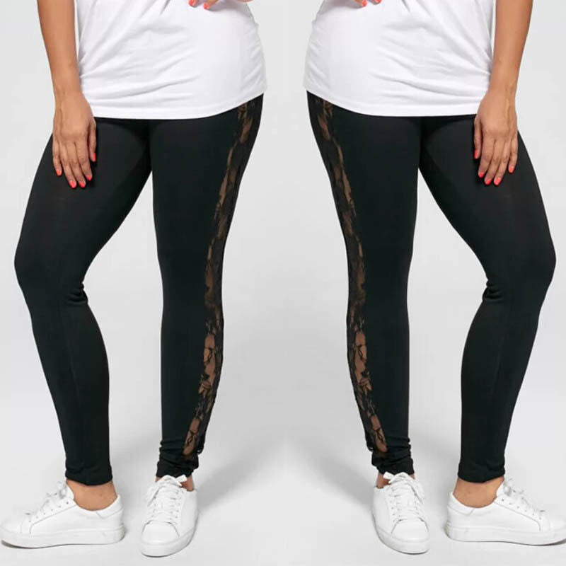 Holllow Out Lace Plus Size Leggings