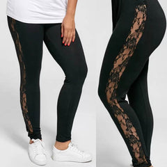 Holllow Out Lace Plus Size Leggings