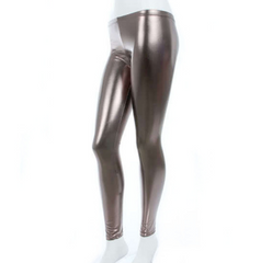 Metal texture bright leather leggings