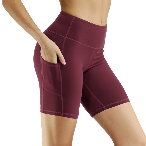 High Waist Yoga Pants Cycling Pants Wine Red