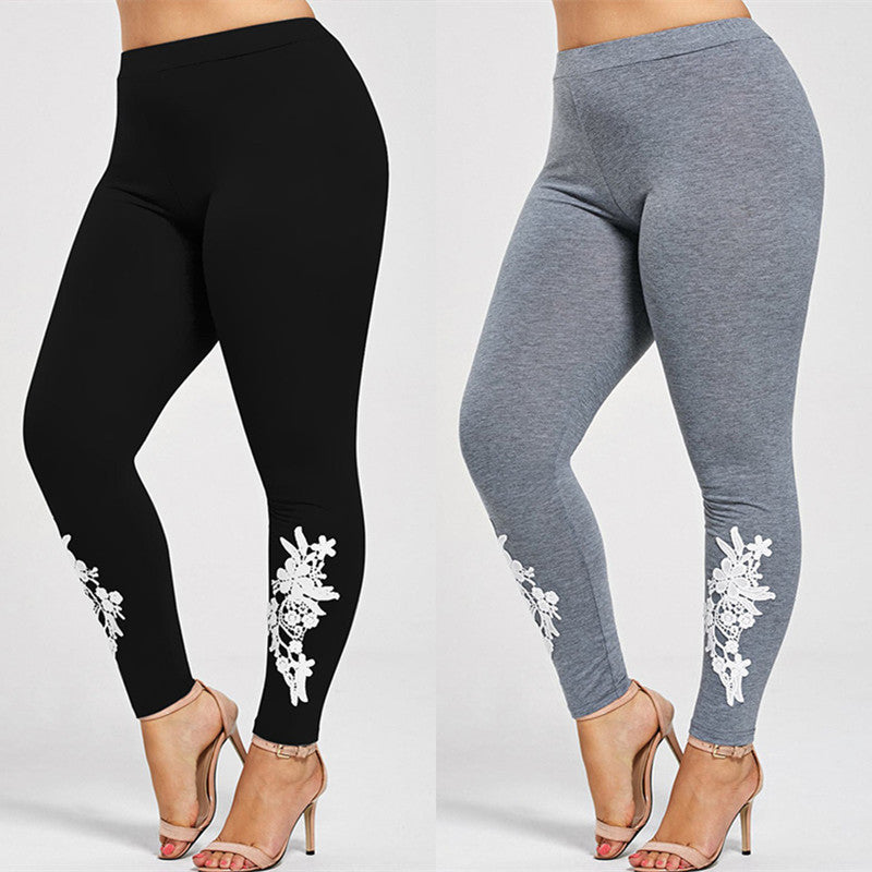 Lace Trim plus size Leggings