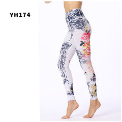 Spring Flower Printed Leggings flowers  and branches 