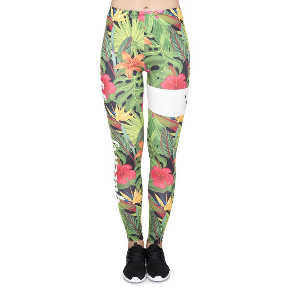 Jungle Flower Print Cropped Leggings