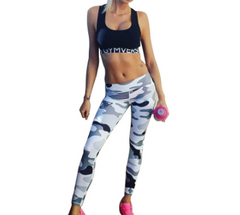 Colorful Camo Leggings white and grey