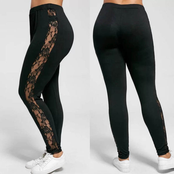 Holllow Out Lace Plus Size Leggings