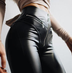 High Waist Gothic Black PU Leather Leggings